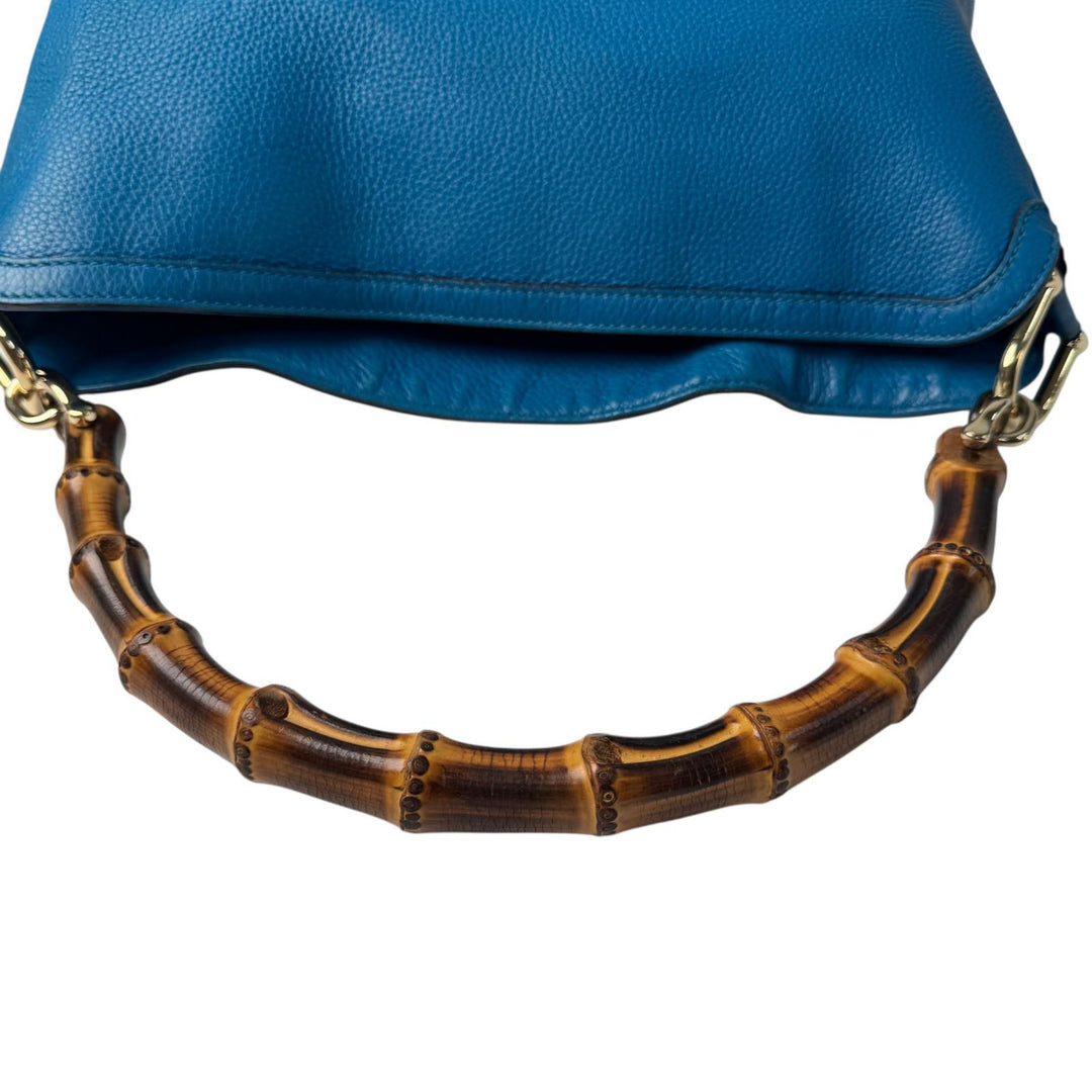 グッチ GUCCI バンブー ダイアナ 2way レザー ショルダーバッグ ハンドバッグ ブルー 282315 斜めがけ クロスボディ レディース