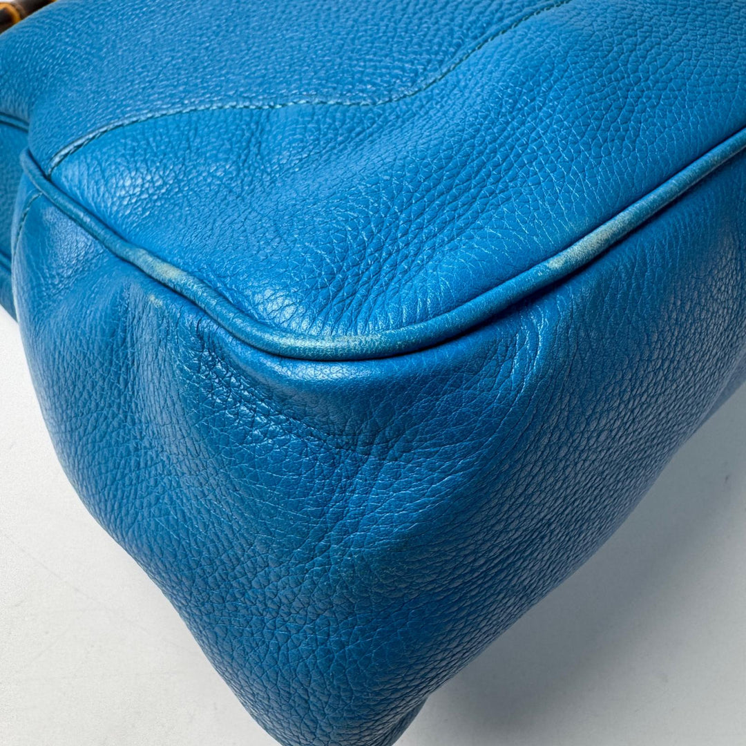 グッチ GUCCI バンブー ダイアナ 2way レザー ショルダーバッグ ハンドバッグ ブルー 282315 斜めがけ クロスボディ レディース