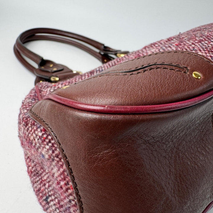 セリーヌ CELINE ツイード×レザー ハンドバッグ トリオンフ金具 オールド レディース