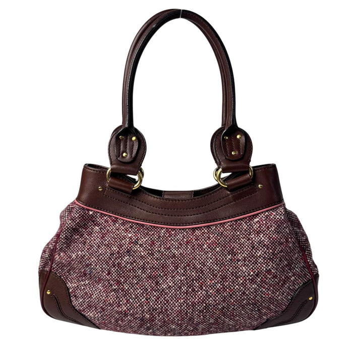 セリーヌ CELINE ツイード×レザー ハンドバッグ トリオンフ金具 オールド レディース