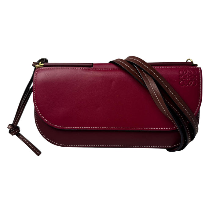 ロエベ LOEWE ゲートポシェット ショルダーバッグ ウォレット ボルドー レザー 斜めがけ クロスボディ レディース