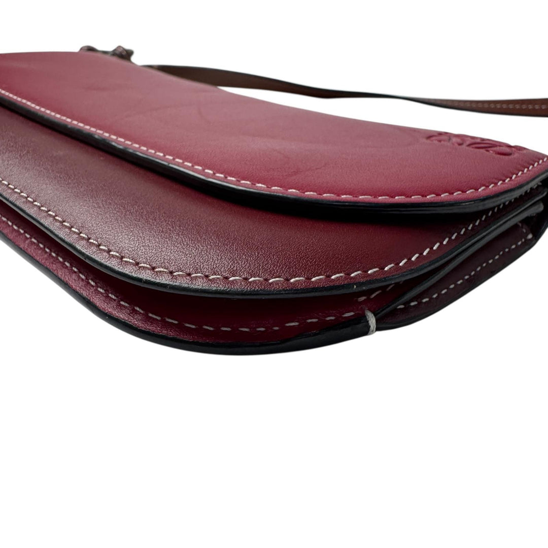 ロエベ LOEWE ゲートポシェット ショルダーバッグ ウォレット ボルドー レザー 斜めがけ クロスボディ レディース