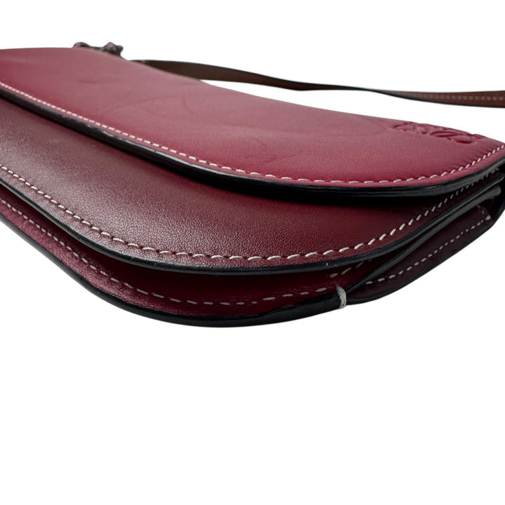 ロエベ LOEWE ゲートポシェット ショルダーバッグ ウォレット ボルドー レザー 斜めがけ クロスボディ レディース