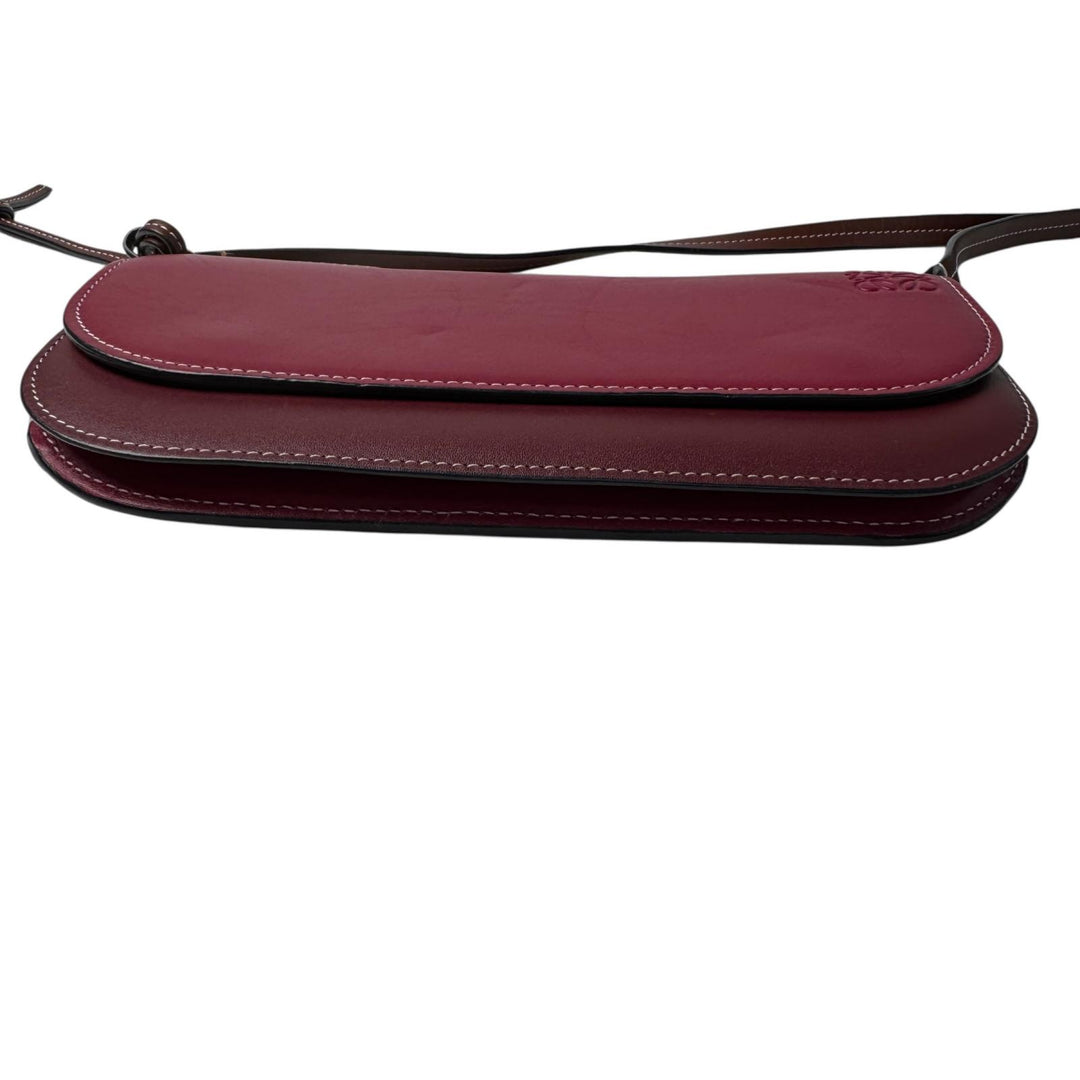 ロエベ LOEWE ゲートポシェット ショルダーバッグ ウォレット ボルドー レザー 斜めがけ クロスボディ レディース