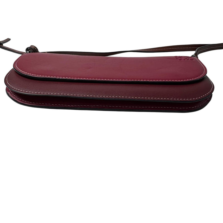 ロエベ LOEWE ゲートポシェット ショルダーバッグ ウォレット ボルドー レザー 斜めがけ クロスボディ レディース