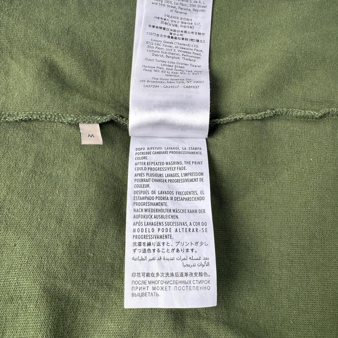 美品 グッチ×ノースフェイス GUCCI × THE NORTH FACE コラボ Tシャツ 猫 カーキ グリーン 616036 XJDRD 3450 メンズ
