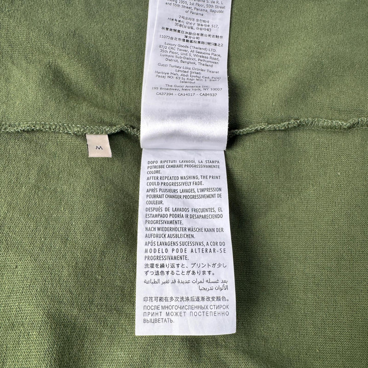 美品 グッチ×ノースフェイス GUCCI × THE NORTH FACE コラボ Tシャツ 猫 カーキ グリーン 616036 XJDRD 3450 メンズ