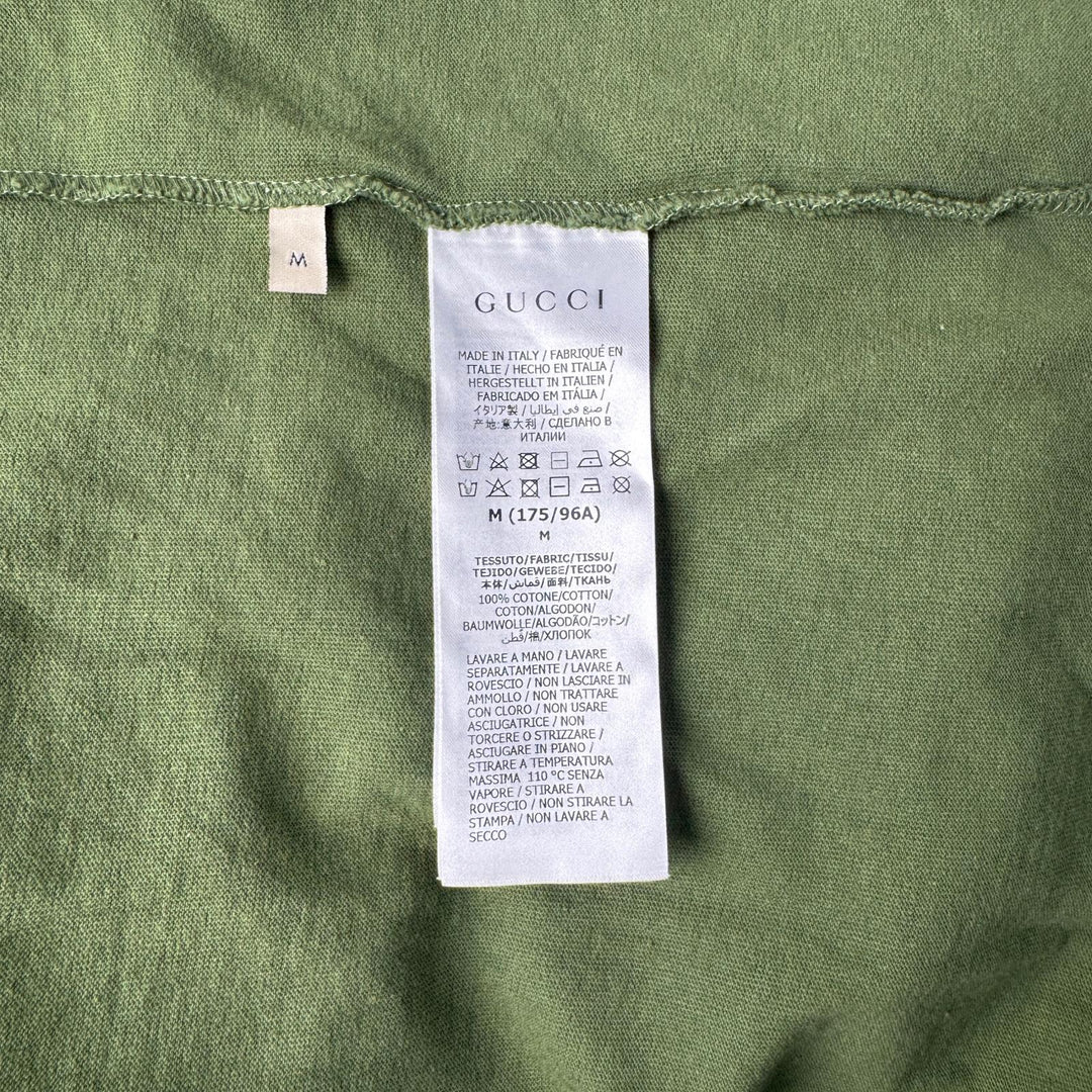 美品 グッチ×ノースフェイス GUCCI × THE NORTH FACE コラボ Tシャツ 猫 カーキ グリーン 616036 XJDRD 3450 メンズ
