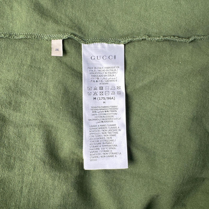 美品 グッチ×ノースフェイス GUCCI × THE NORTH FACE コラボ Tシャツ 猫 カーキ グリーン 616036 XJDRD 3450 メンズ