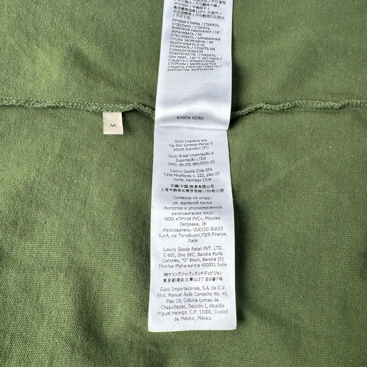 美品 グッチ×ノースフェイス GUCCI × THE NORTH FACE コラボ Tシャツ 猫 カーキ グリーン 616036 XJDRD 3450 メンズ