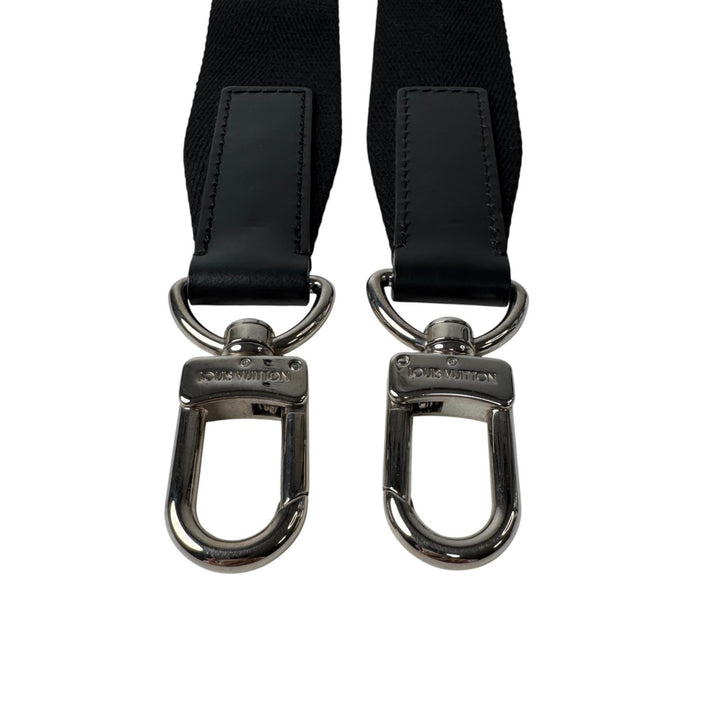 ルイヴィトン LOUIS VUITTON バッグ用 ショルダーストラップ ロゴ シルバー金具 ブラック レディース