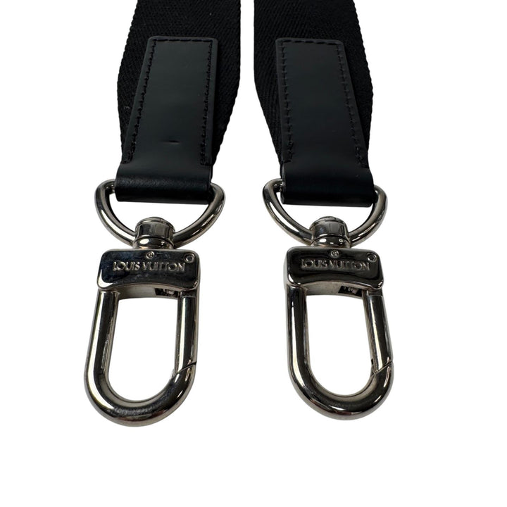 ルイヴィトン LOUIS VUITTON バッグ用 ショルダーストラップ ロゴ シルバー金具 ブラック レディース