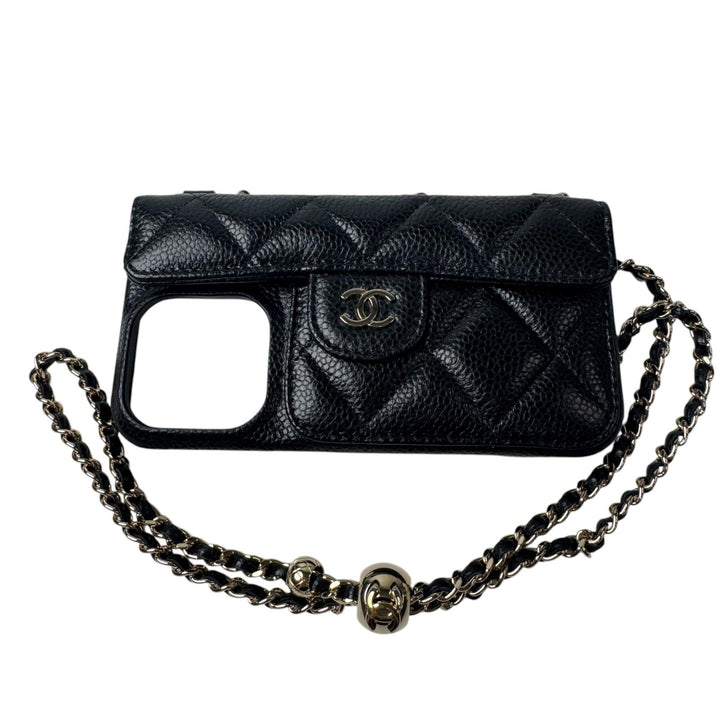 美品 シャネル CHANEL マトラッセ チェーンショルダー iPhone15Pro ケース AP3864 ランダム レディース