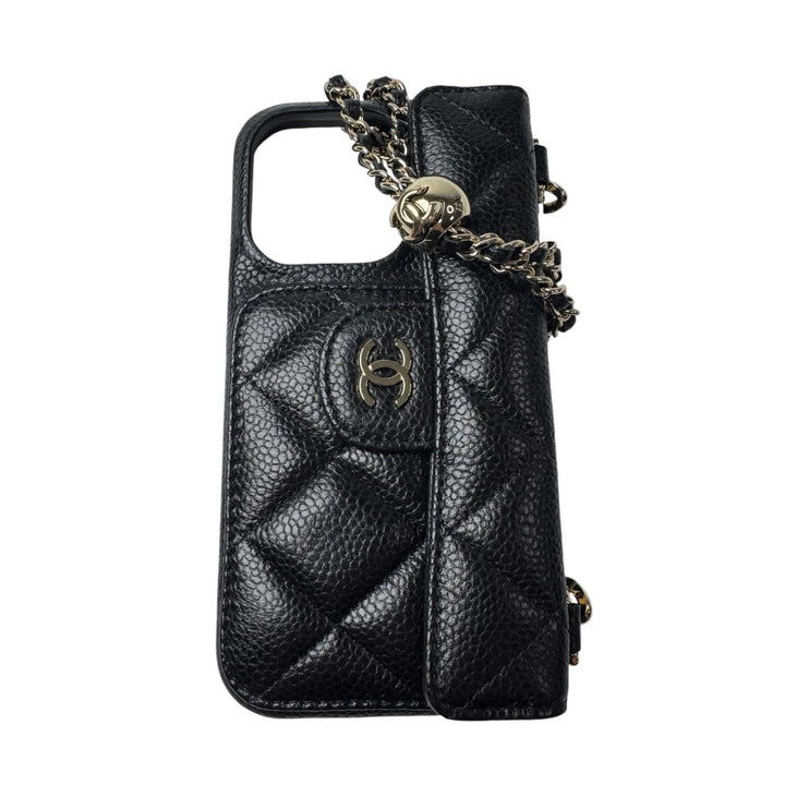 美品 シャネル CHANEL マトラッセ チェーンショルダー iPhone15Pro ケース AP3864 ランダム レディース