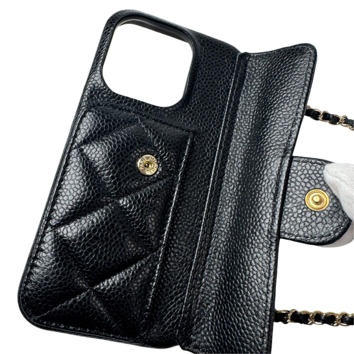美品 シャネル CHANEL マトラッセ チェーンショルダー iPhone15Pro ケース AP3864 ランダム レディース