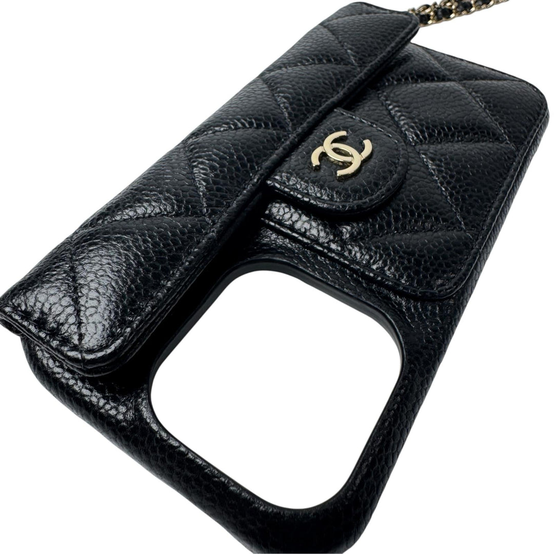 美品 シャネル CHANEL マトラッセ チェーンショルダー iPhone15Pro ケース AP3864 ランダム レディース