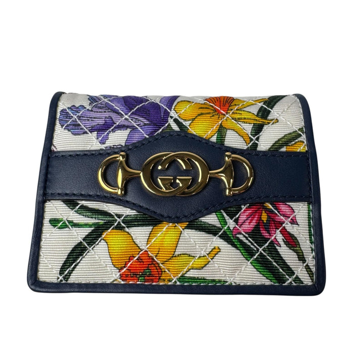 美品 グッチ GUCCI ズゥミ フローラ 二つ折り財布 コンパクトウォレット 536353 レディース