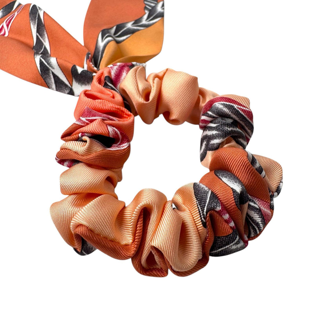 未使用 エルメス HERMES シュシュ ベッラ ローブデュソワール オレンジ シルク ヘアアクセサリー レディース