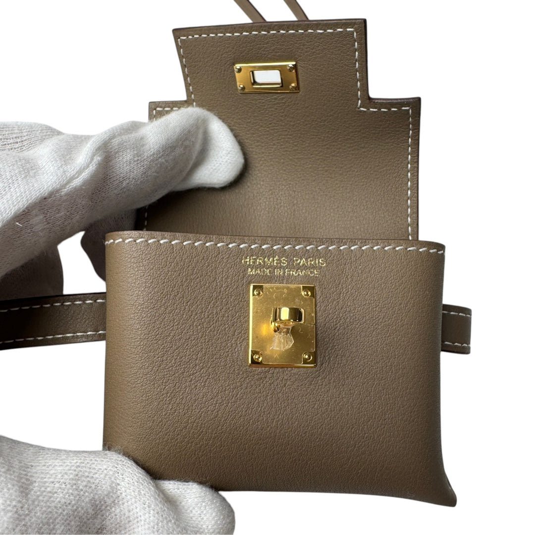 新品 エルメス HERMES ケリー フェスティバル バッグチャームエトゥープ K刻印 レディース