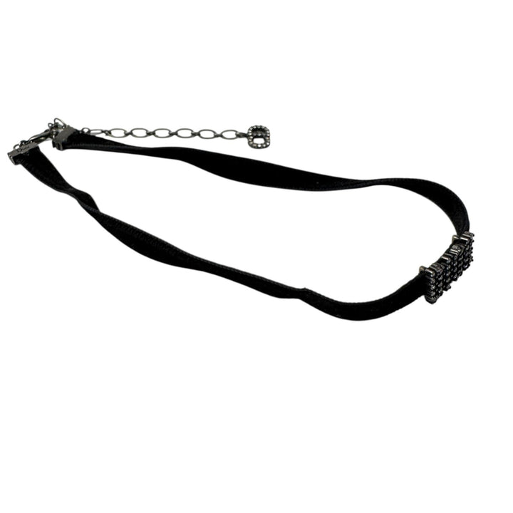 Dior ディオール ベルベット チョーカー クリスタルロゴ 黒 レディース
