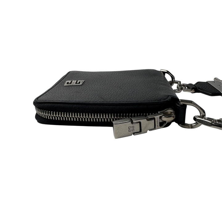 ジバンシィ Givenchy 4Gロゴ グレインレザー ショルダーストラップ付ウォレット 黒 斜めがけ クロスボディ メンズ