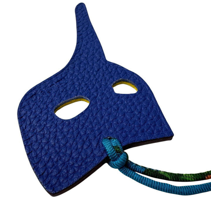 美品 エルメス HERMES プティアッシュ チャーム 仮面マスク ブルー×イエロー レディース