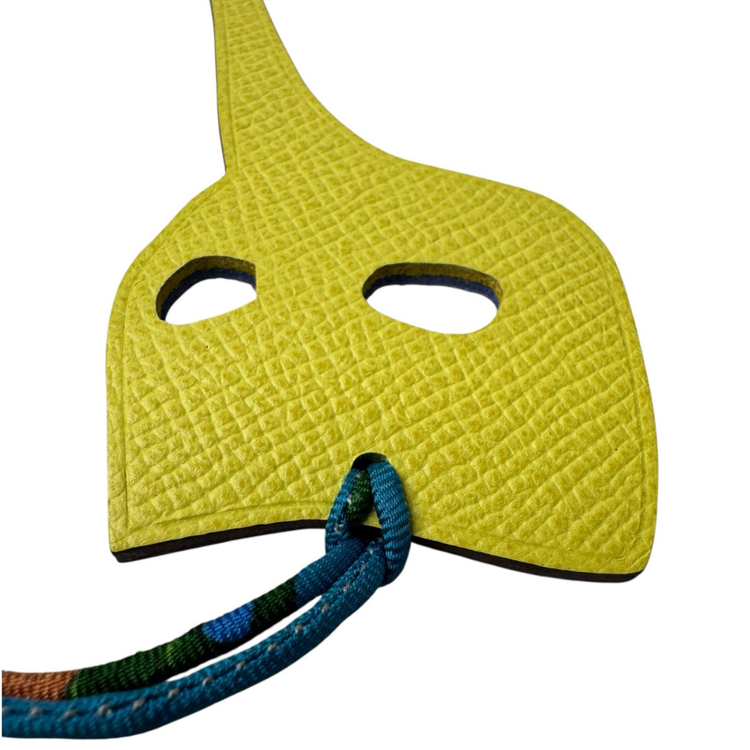 美品 エルメス HERMES プティアッシュ チャーム 仮面マスク ブルー×イエロー レディース