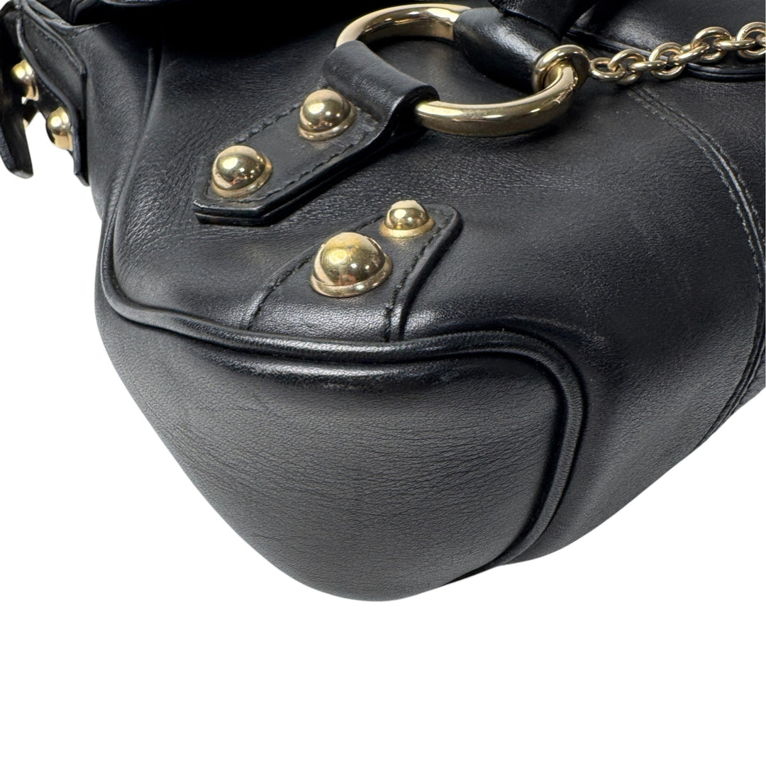 グッチ GUCCI ホースビット ワンショルダー ハンドバッグ ブラック 131473 レディース