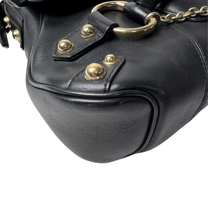 グッチ GUCCI ホースビット ワンショルダー ハンドバッグ ブラック 131473 レディース