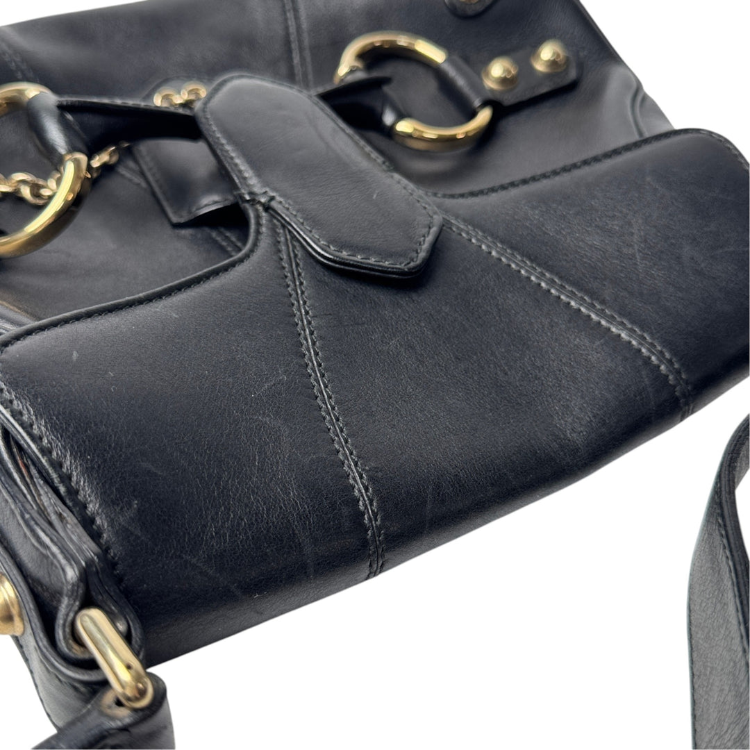 グッチ GUCCI ホースビット ワンショルダー ハンドバッグ ブラック 131473 レディース
