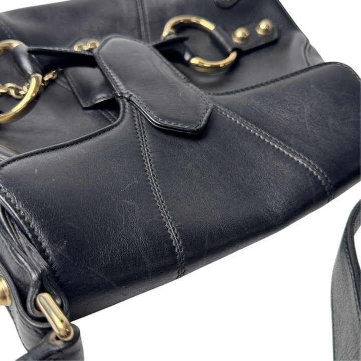 グッチ GUCCI ホースビット ワンショルダー ハンドバッグ ブラック 131473 レディース