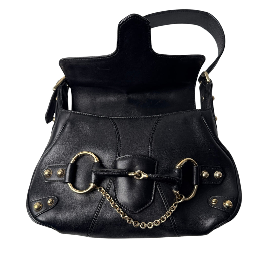 グッチ GUCCI ホースビット ワンショルダー ハンドバッグ ブラック 131473 レディース