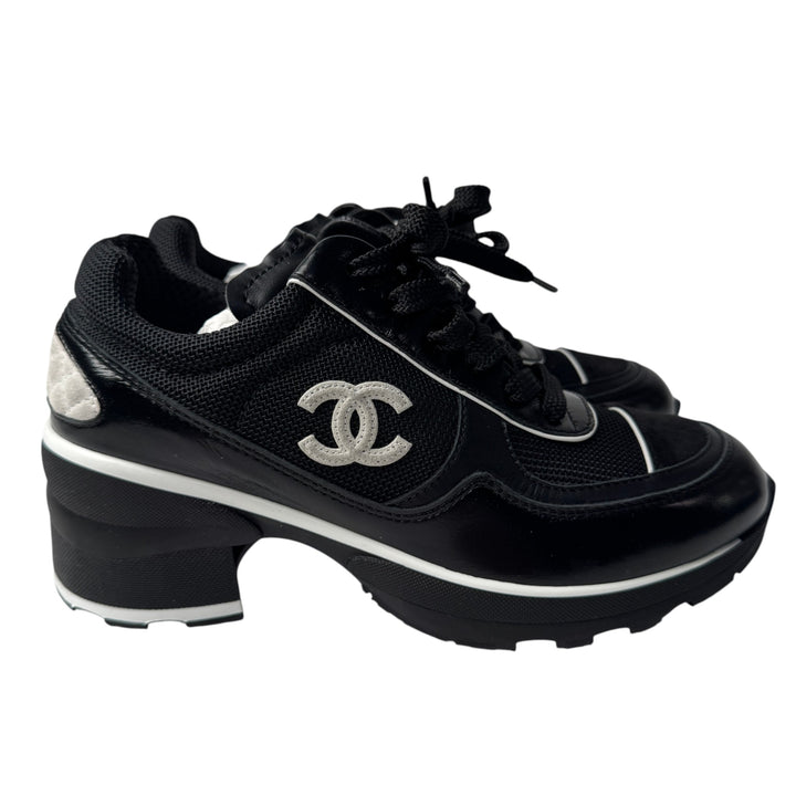未使用 シャネル CHANEL 25/26秋冬 ココマーク ヒール スニーカー G46871 #37 レディース