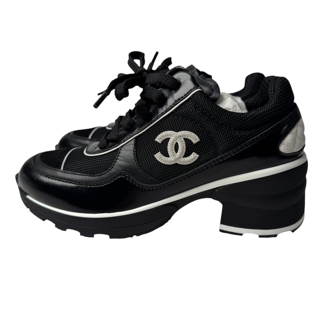 未使用 シャネル CHANEL 25/26秋冬 ココマーク ヒール スニーカー G46871 #37 レディース