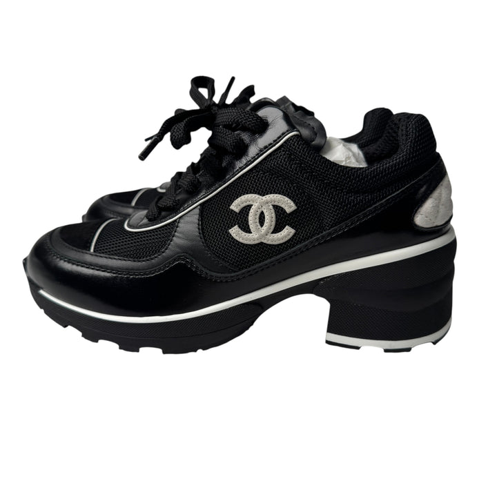 未使用 シャネル CHANEL 25/26秋冬 ココマーク ヒール スニーカー G46871 #37 レディース