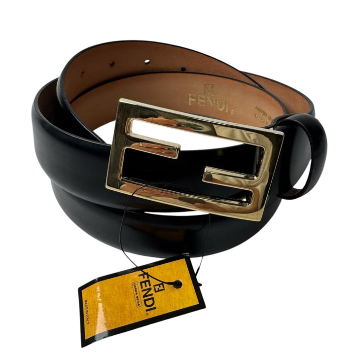 美品 フェンディ FENDI FFロゴバックル レザー ベルト 100/115 115014 メンズ