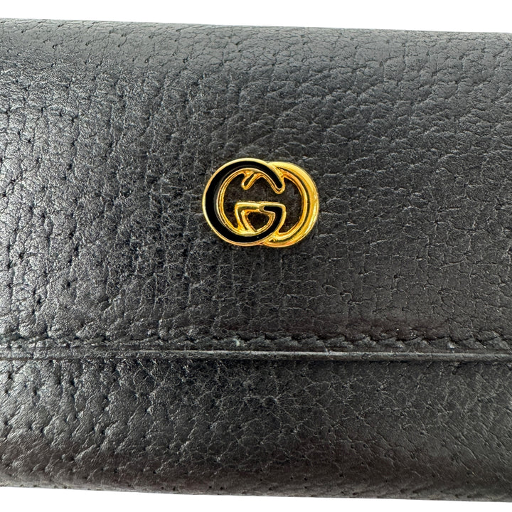 未使用 オールドグッチ OLD GUCCI キーケース ブラック レザー GG 4連 レディース
