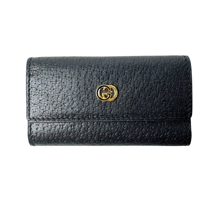 未使用 オールドグッチ OLD GUCCI キーケース ブラック レザー GG 4連 レディース