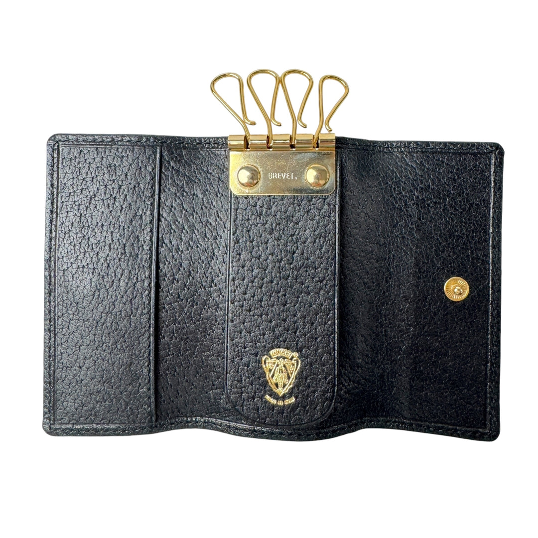 未使用 オールドグッチ OLD GUCCI キーケース ブラック レザー GG 4連 レディース