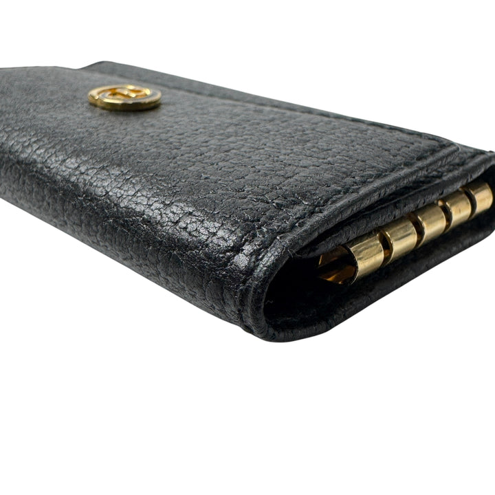 未使用 オールドグッチ OLD GUCCI キーケース ブラック レザー GG 4連 レディース