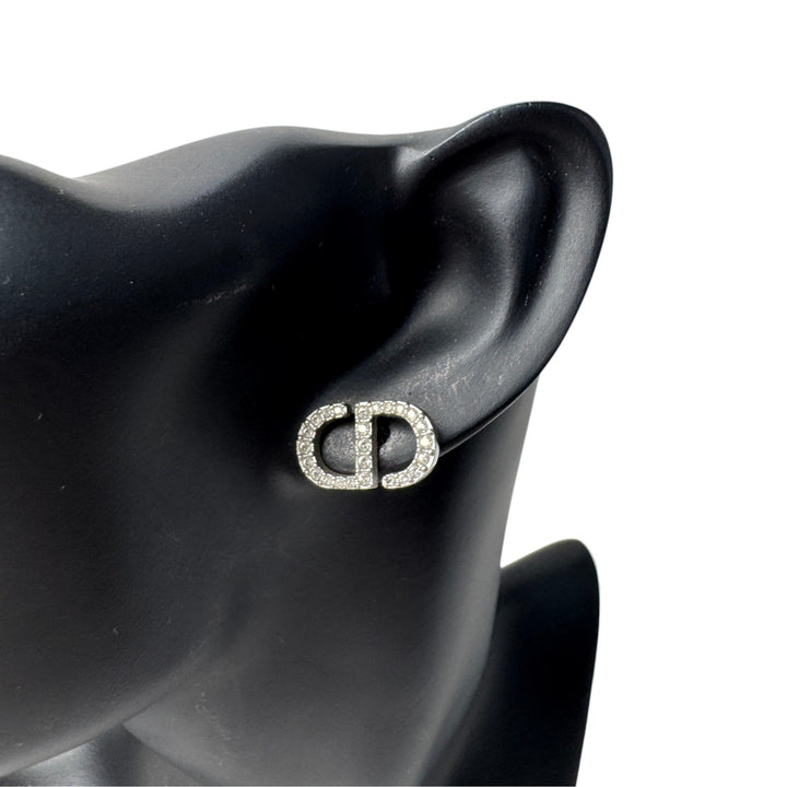 ディオール DIOR スタッド ピアス ラインストーン 片耳 レディース