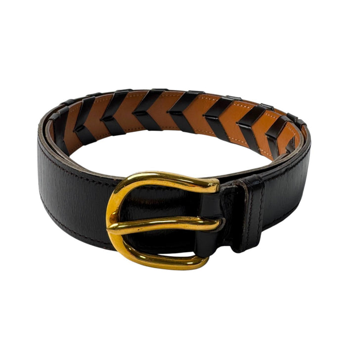 エルメス HERMES ベルト レザー ブラック G金具 Vステッチ ◯L刻 ビンテージ レディース