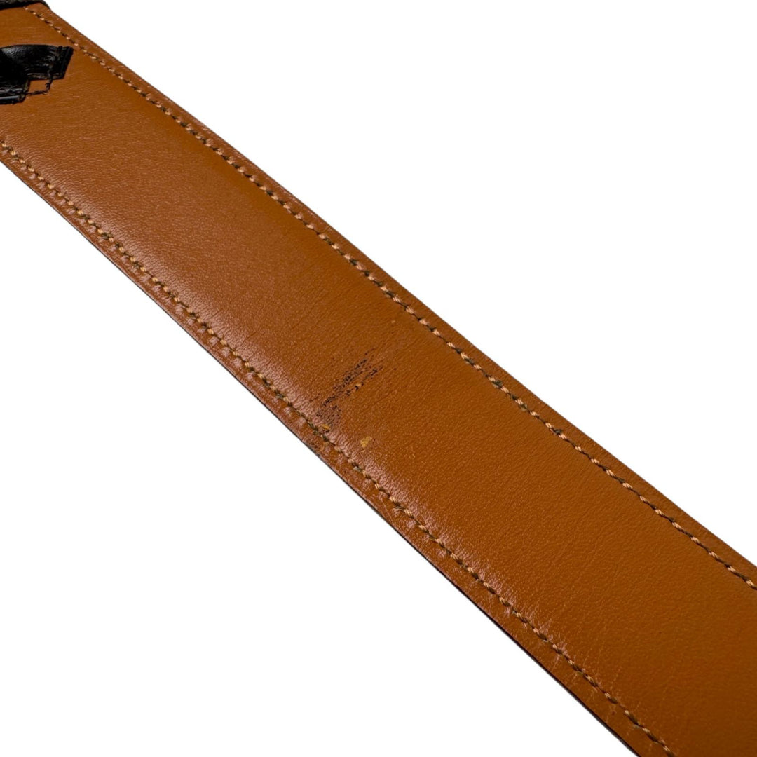 エルメス HERMES ベルト レザー ブラック G金具 Vステッチ ◯L刻 ビンテージ レディース