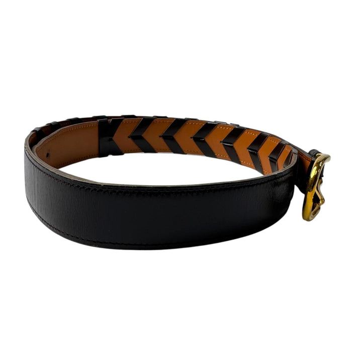 エルメス HERMES ベルト レザー ブラック G金具 Vステッチ ◯L刻 ビンテージ レディース