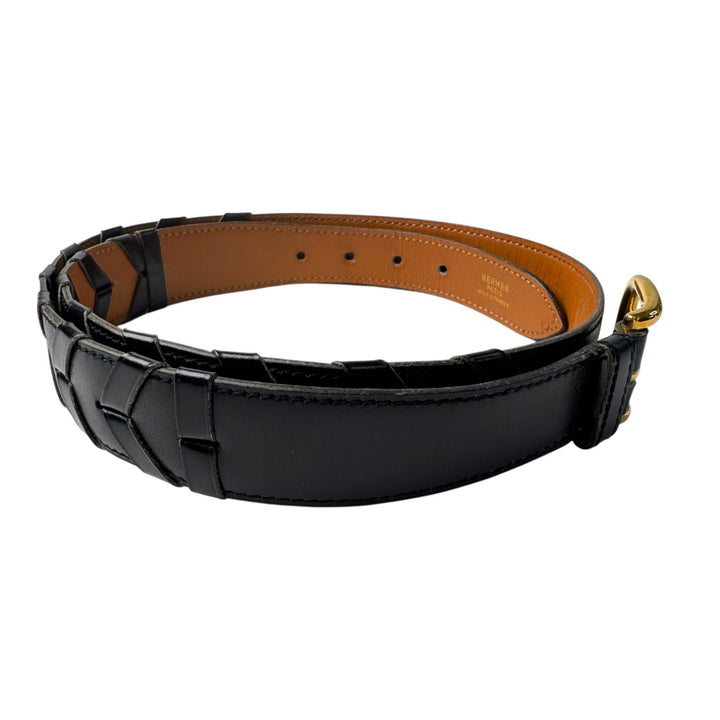 エルメス HERMES Vステッチ レザー ベルト 85 〇L刻印 ヴィンテージ レディース