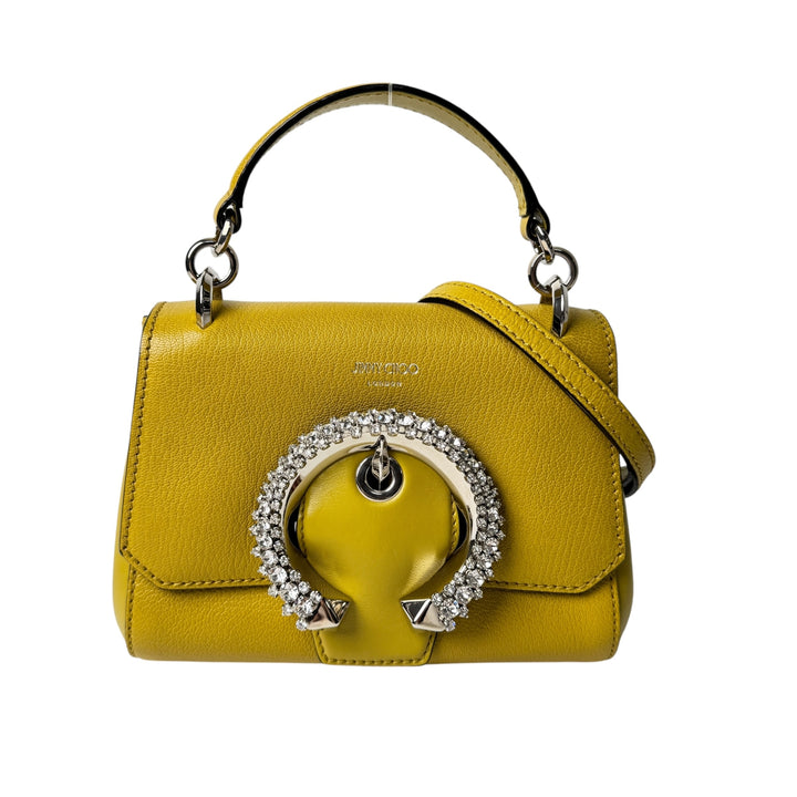 美品 ジミーチュウ Jimmy Choo マデリン 2way ショルダーバッグ ハンドバッグ イエロー クリスタル 斜めがけ クロスボディ レディース