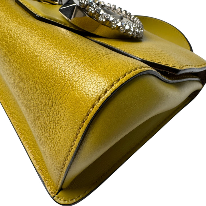 美品 ジミーチュウ Jimmy Choo マデリン 2way ショルダーバッグ ハンドバッグ イエロー クリスタル 斜めがけ クロスボディ レディース