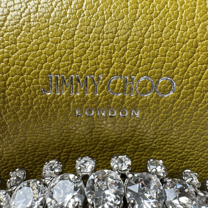 美品 ジミーチュウ Jimmy Choo マデリン 2way ショルダーバッグ ハンドバッグ イエロー クリスタル 斜めがけ クロスボディ レディース