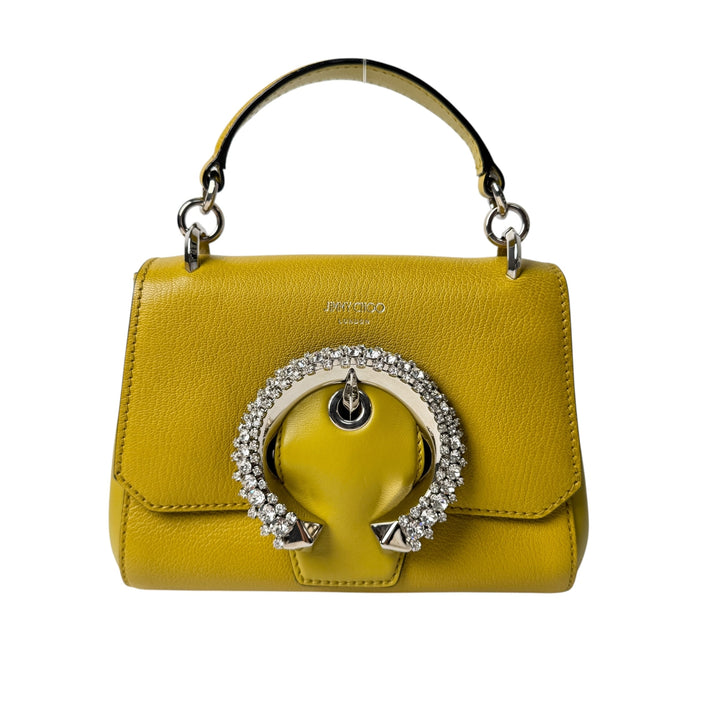 美品 ジミーチュウ Jimmy Choo マデリン 2way ショルダーバッグ ハンドバッグ イエロー クリスタル 斜めがけ クロスボディ レディース