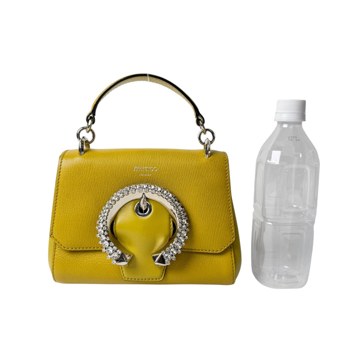 美品 ジミーチュウ Jimmy Choo マデリン 2way ショルダーバッグ ハンドバッグ イエロー クリスタル 斜めがけ クロスボディ レディース